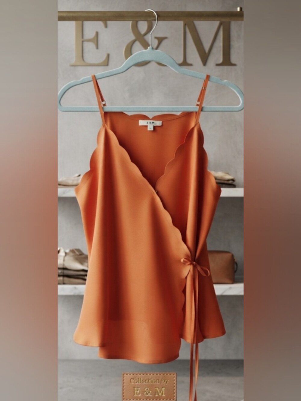 Vibrant Scalloped Wrap Cami by E & M